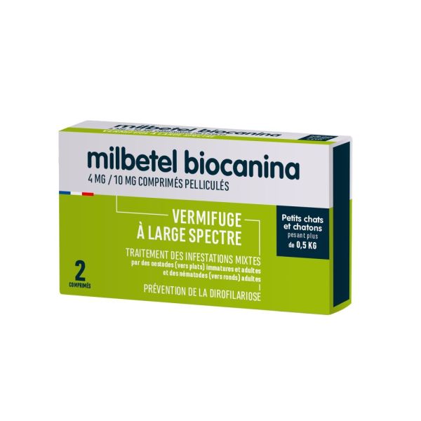 Biocanina Milbetel 4 mg/10 mg Petits Chats Comprimés x2